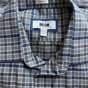Joseph Abboud Dress Shirt Mens Size 15 1/2 Blue Long Sleeve Gingham Plaid Cotton